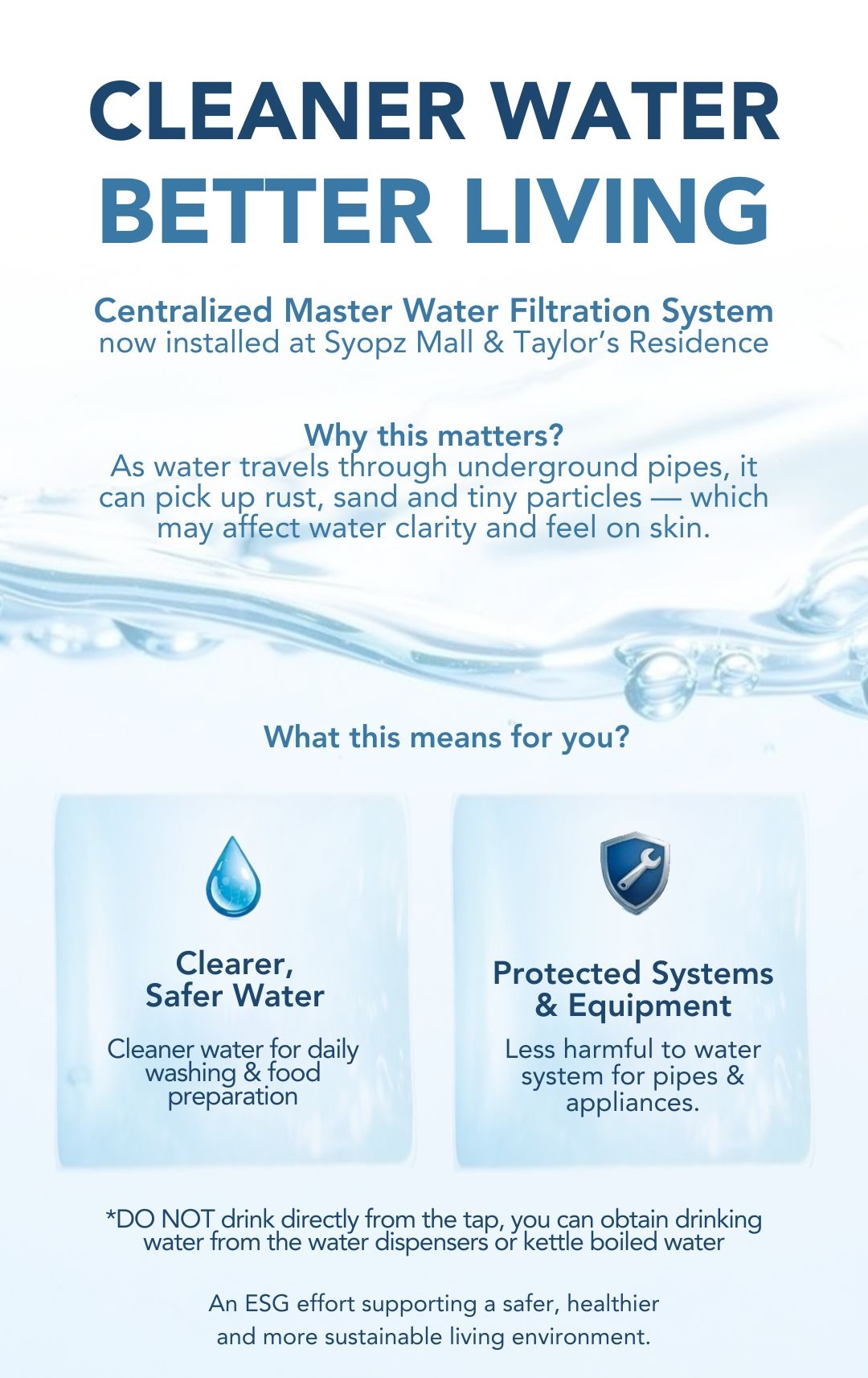 Taylor's residence master water filtration system-ESG efforts